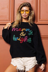 Trendsi BiBi Tinsel Lettering Christmas Sweater -