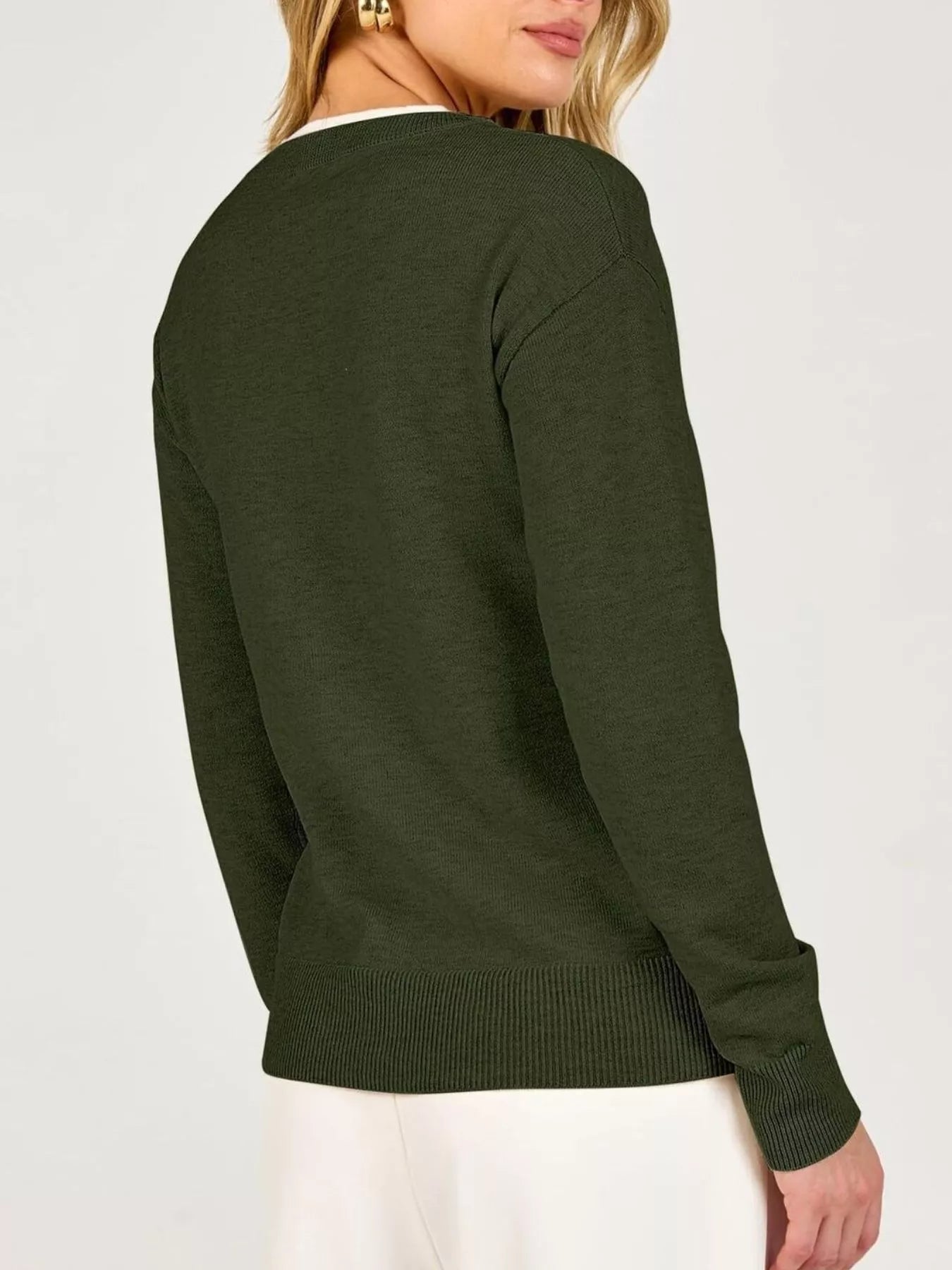 Trendsi Long Sleeve Dropped Shoulder Sweater -