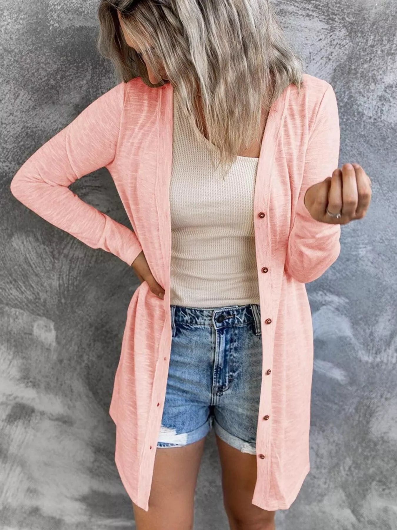 Trendsi Full Size Lightweight Button-Up Cardigan Plus Size - Shirts