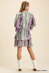 Trendsi Umgee Tie Dye Ruffled Layered Dress with Elastic Waistband -