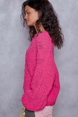 Trendsi POL Cable-Knit Solid V-Neck Cropped Sweater -