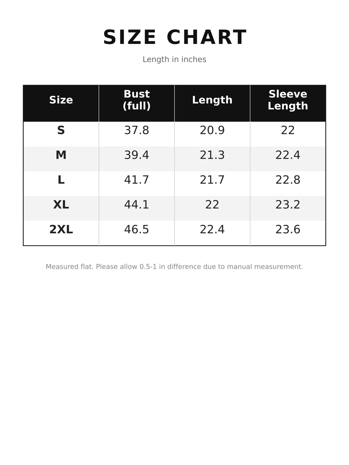 Surplice knit top, size chart