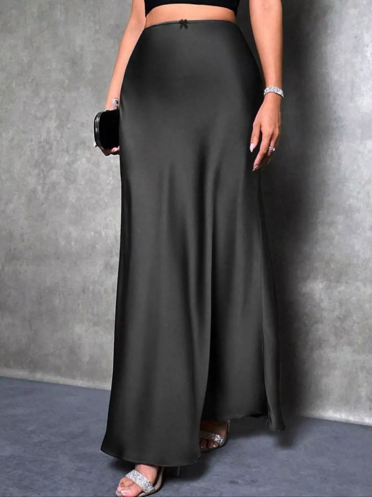 Trendsi High Waist Satin Maxi Skirt -