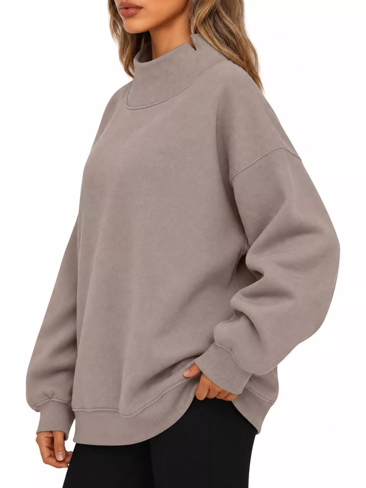 Oversized sweatshirt, taupe side