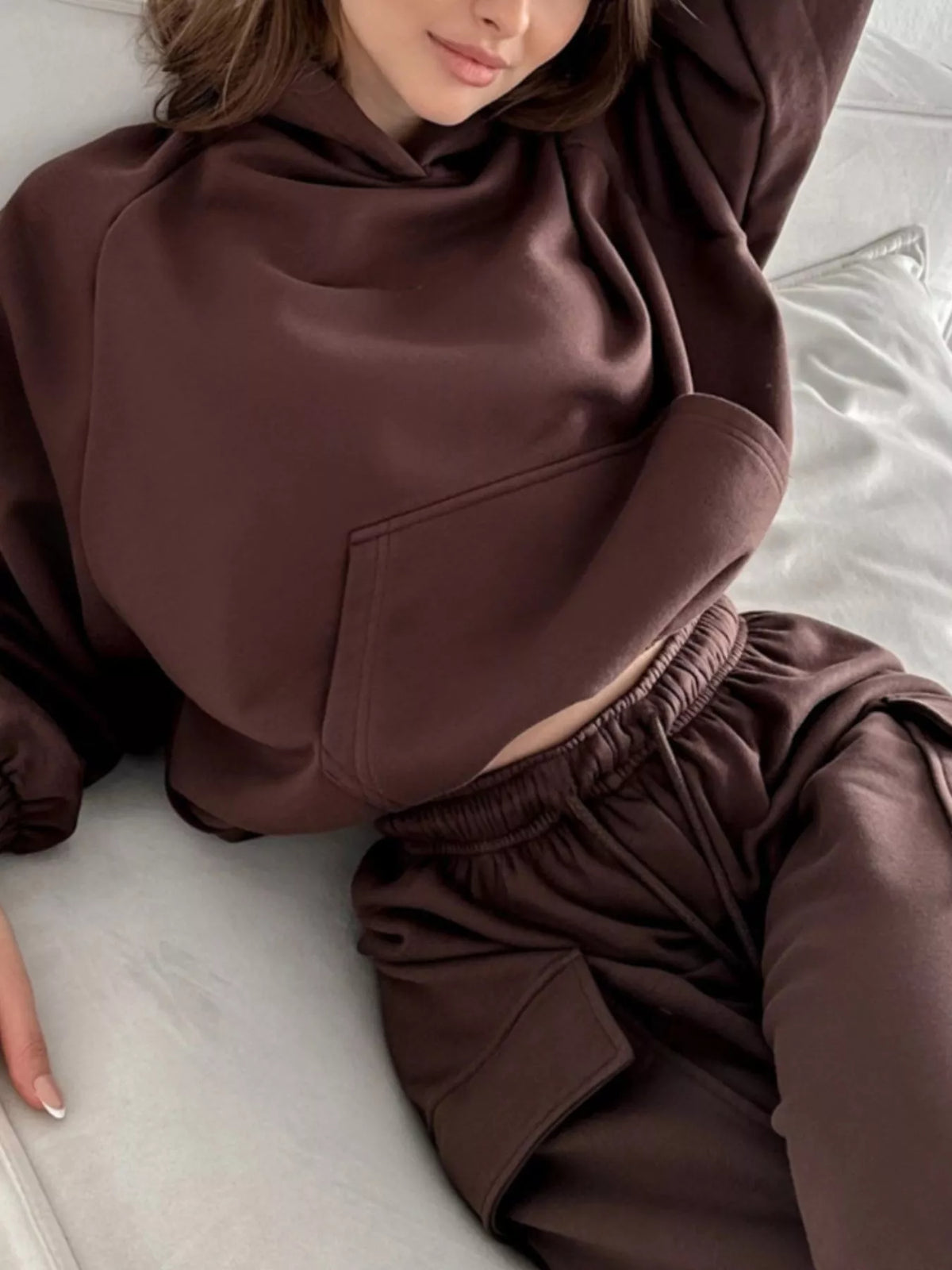 Trendsi Kangaroo Pocket Hoodie and Joggers Set -