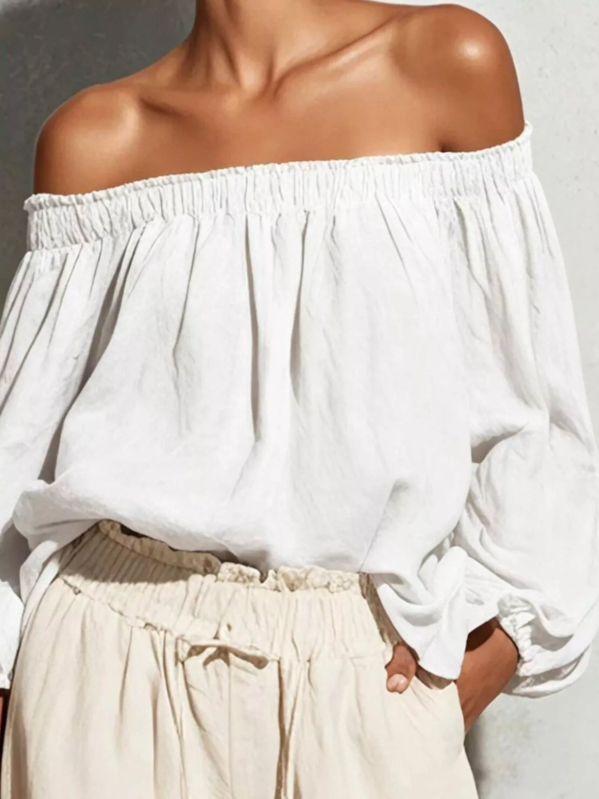 Trendsi Off-Shoulder Long Sleeve Blouse -
