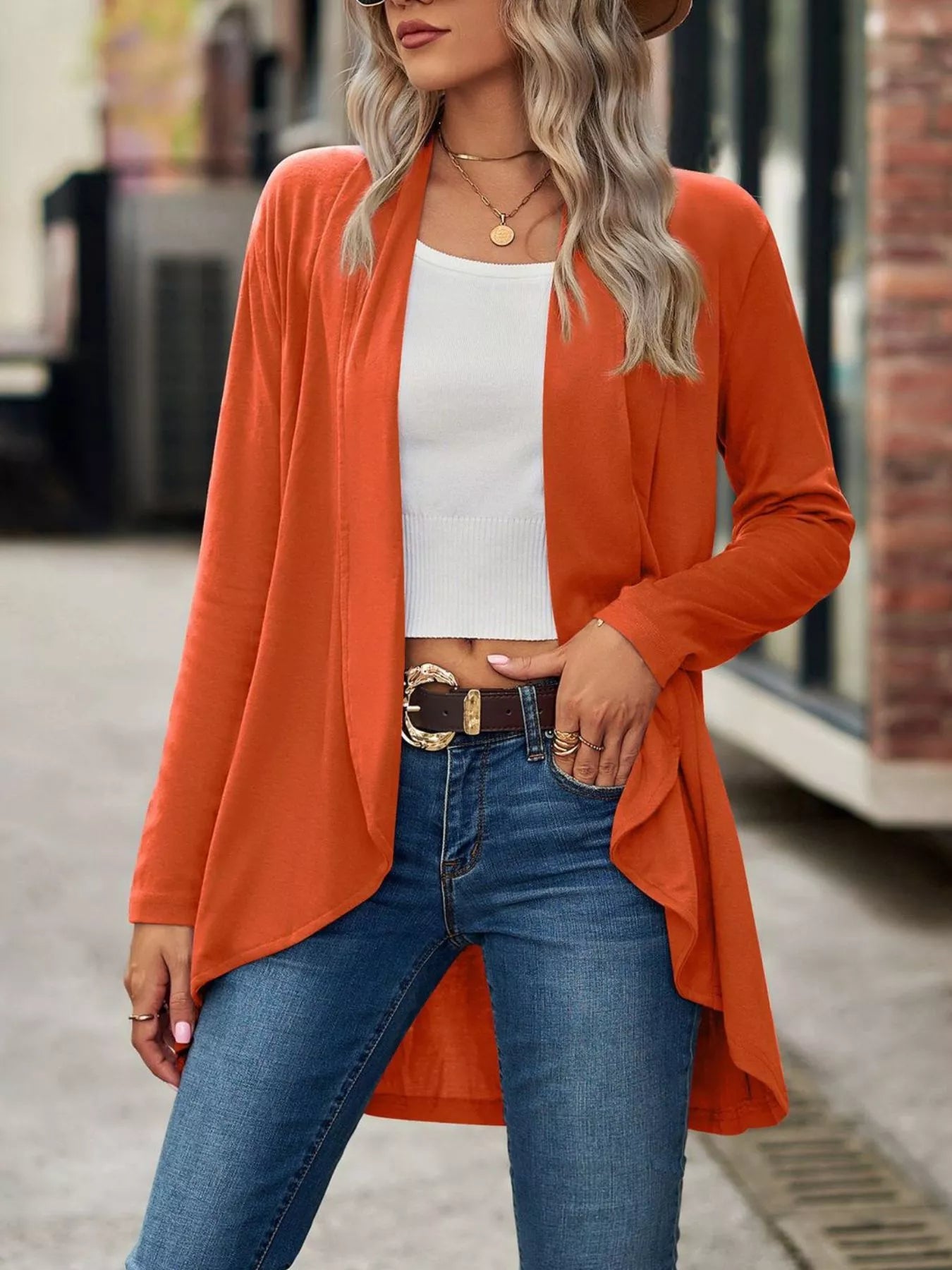 Trendsi Open-Front Dropped Shoulder Cardigan -