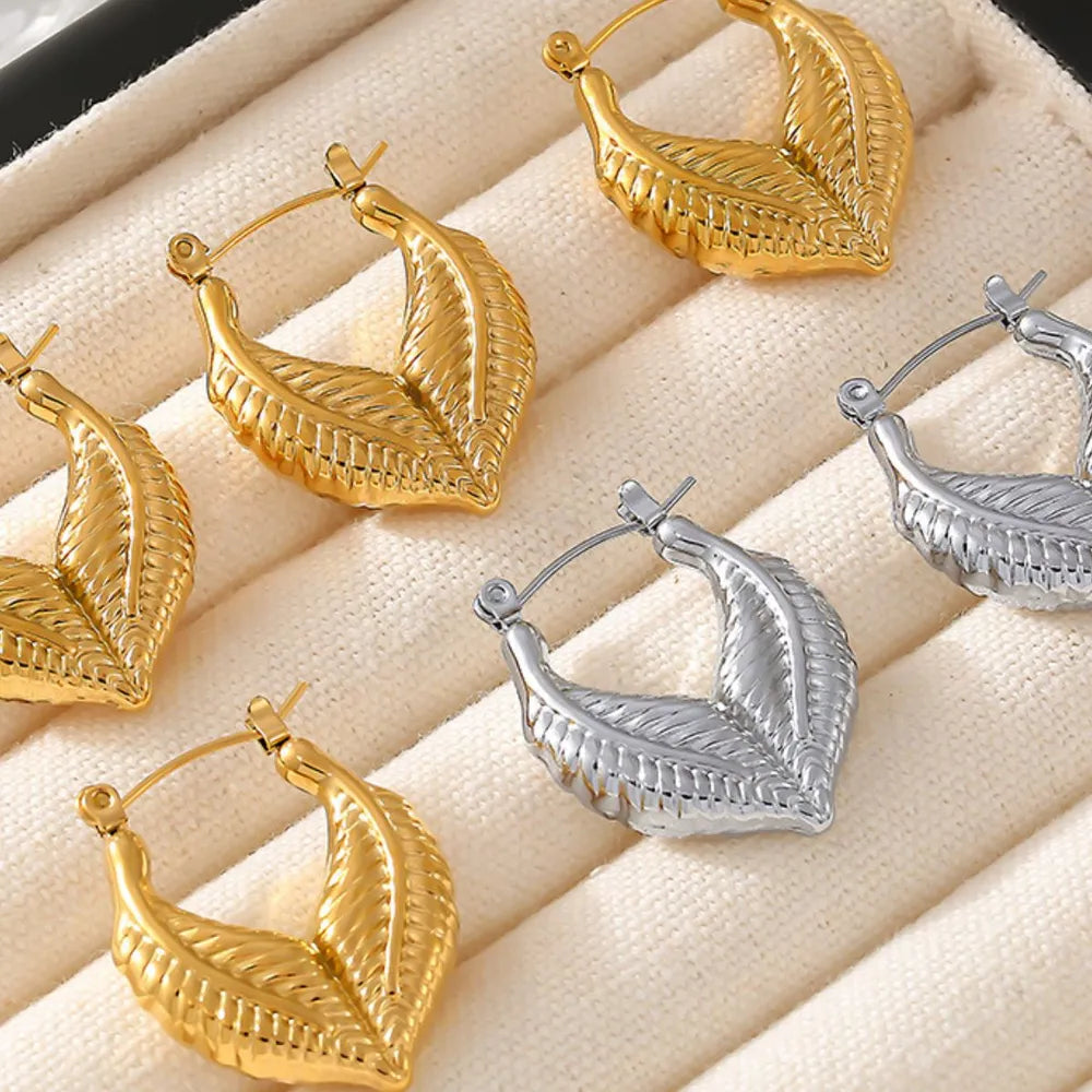 Trendsi Titanium Steel Leaf Shape Earrings -