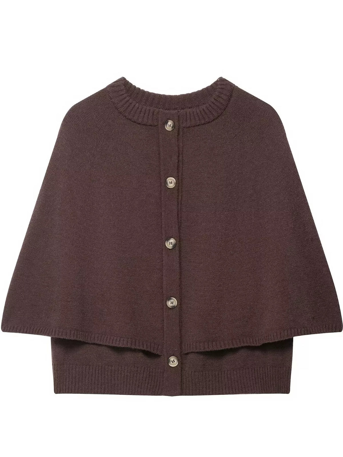 Button-Front Knit Cape Cardigan — garment front