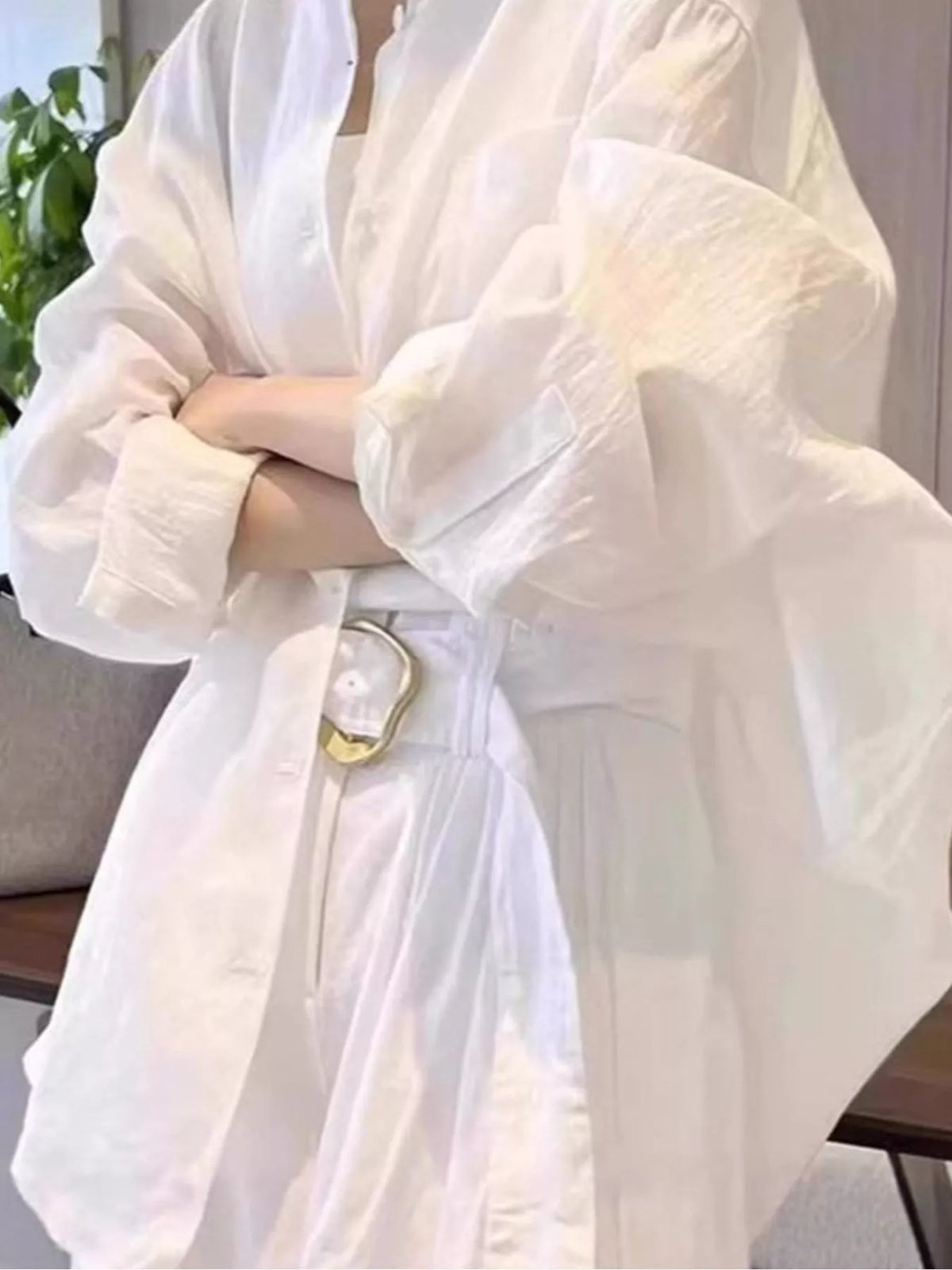 Long Sleeve Button-Down Shirt — front view
