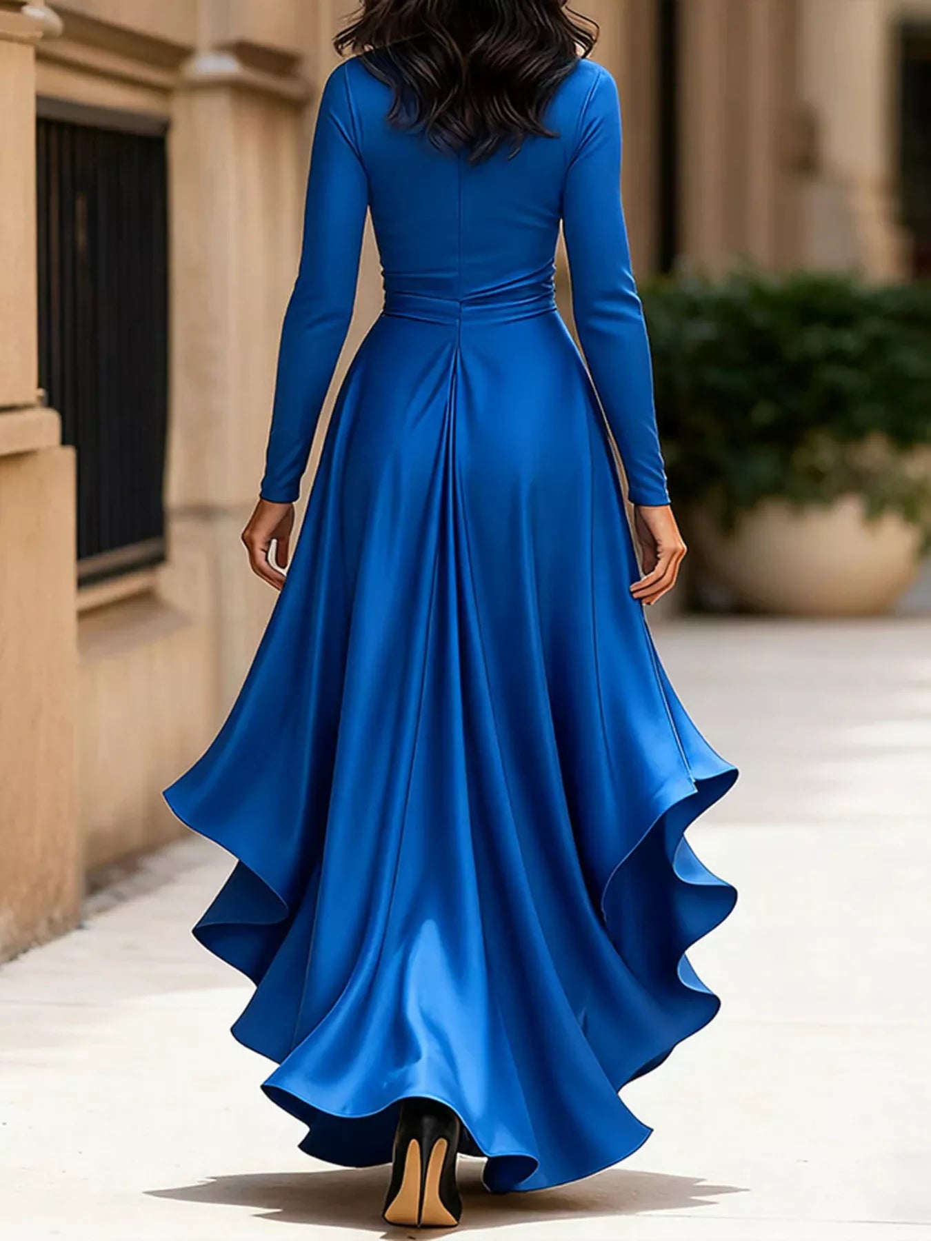 Trendsi Elegant Wrap Dress with Ruffled Hem -