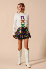 Trendsi SO ME Mardi Gras Checker Sequins Mini Skirt -
