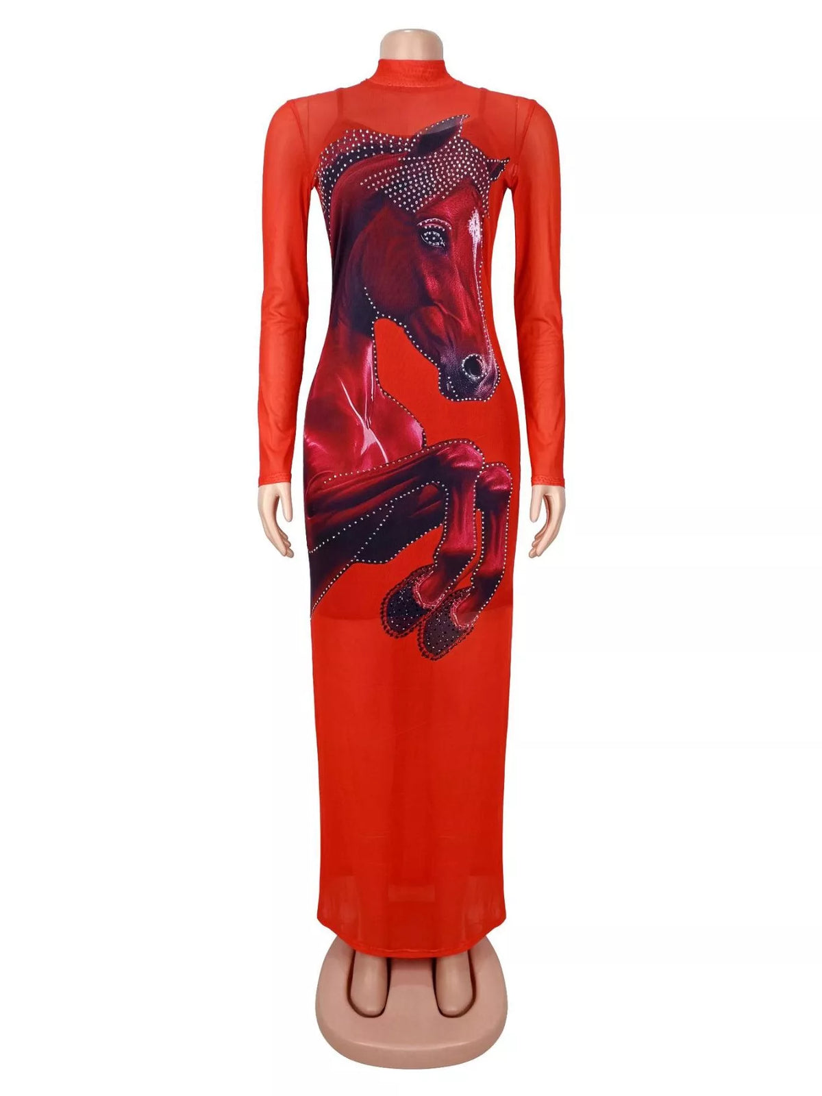 Trendsi Cami Dress and Rhinestone Horse Mesh Maxi Dress Set -