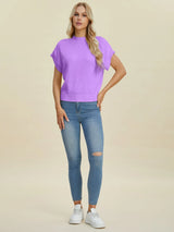 Trendsi Double Take Full Size Mock Neck Short Sleeve Sweater -