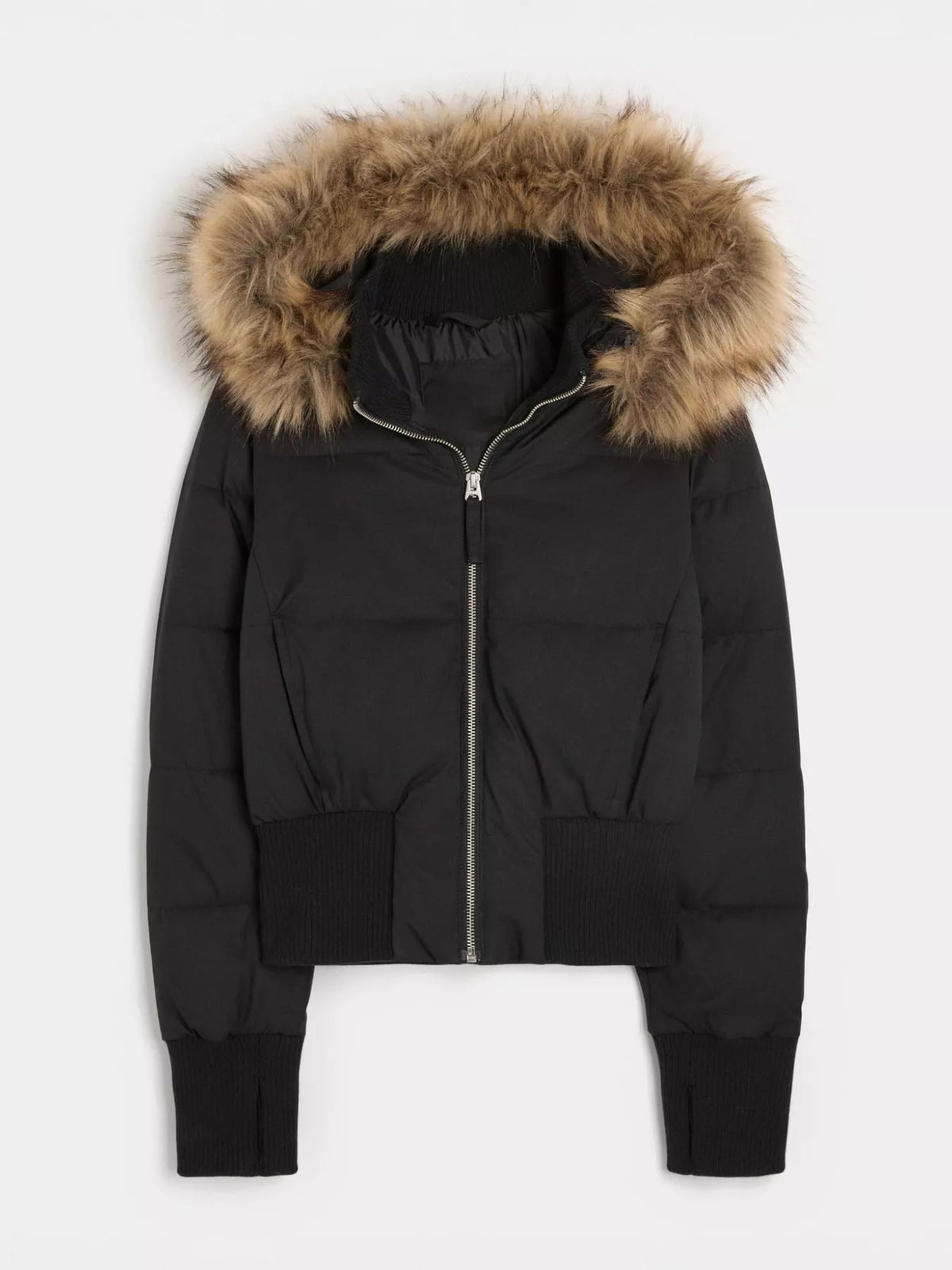 Faux Fur Hooded Puffer Jacket — garment front