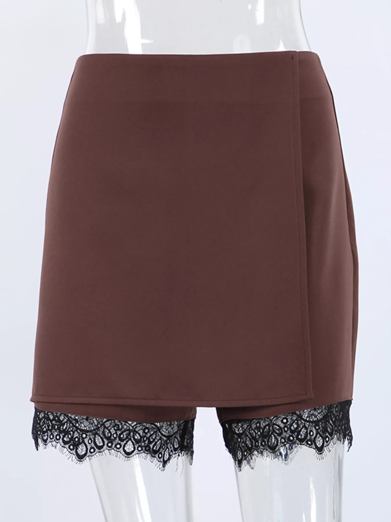 Trendsi High-Waisted Lace Hem Skort -