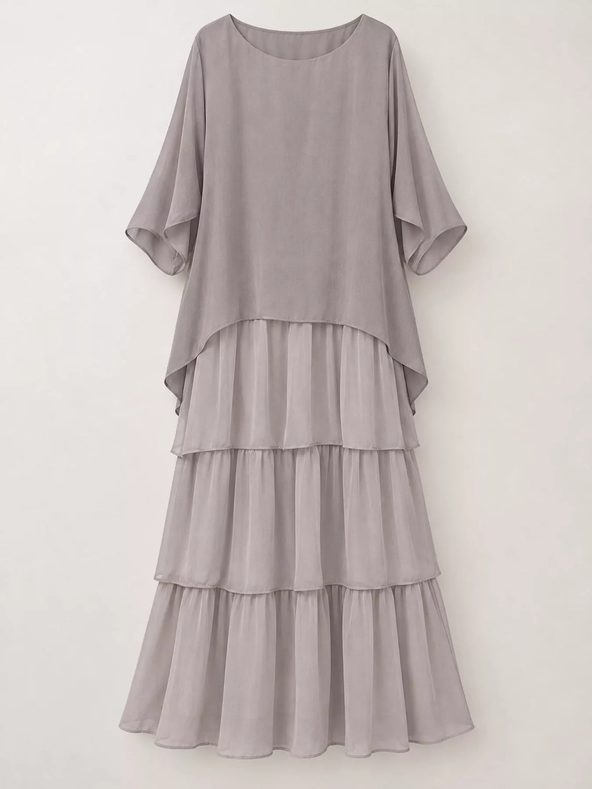 Layered maxi dress, gray hanging front