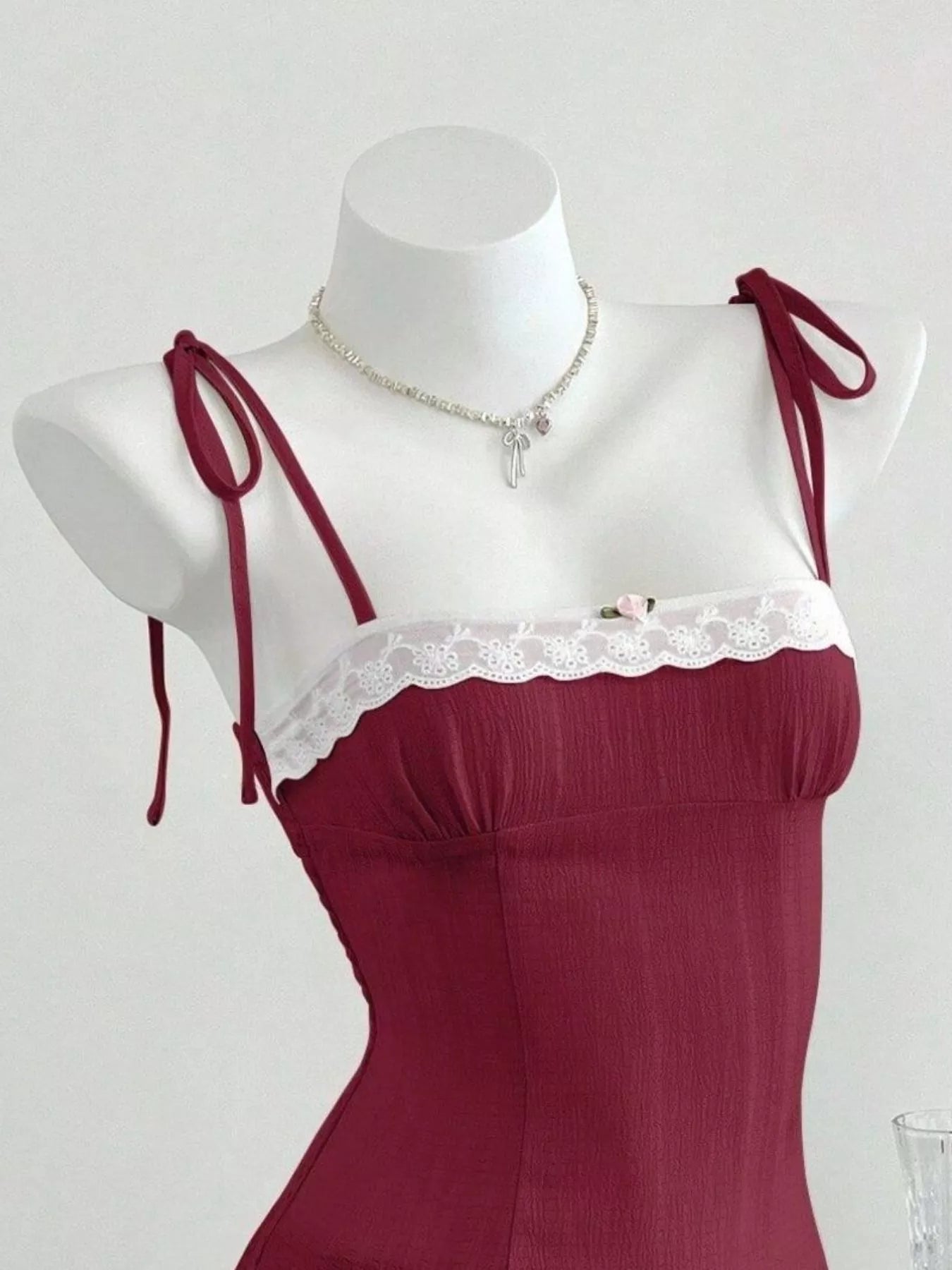 Trendsi Lace-Trimmed Tie Shoulder Cami -