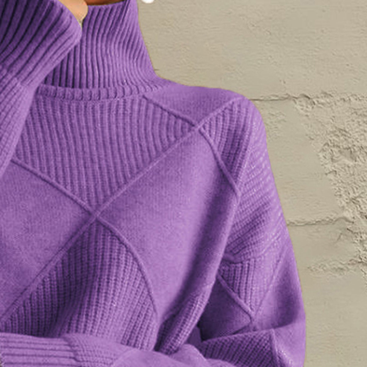 Trendsi Geometric Turtleneck Long Sleeve Sweater -