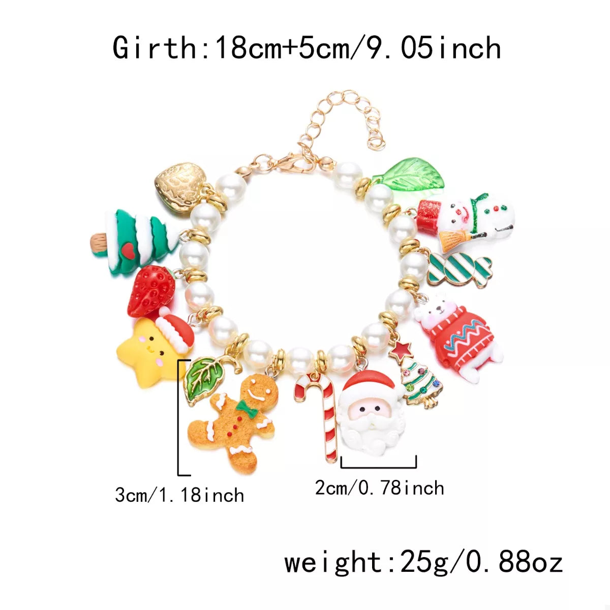 Trendsi Christmas Charm Pearl Bracelet -