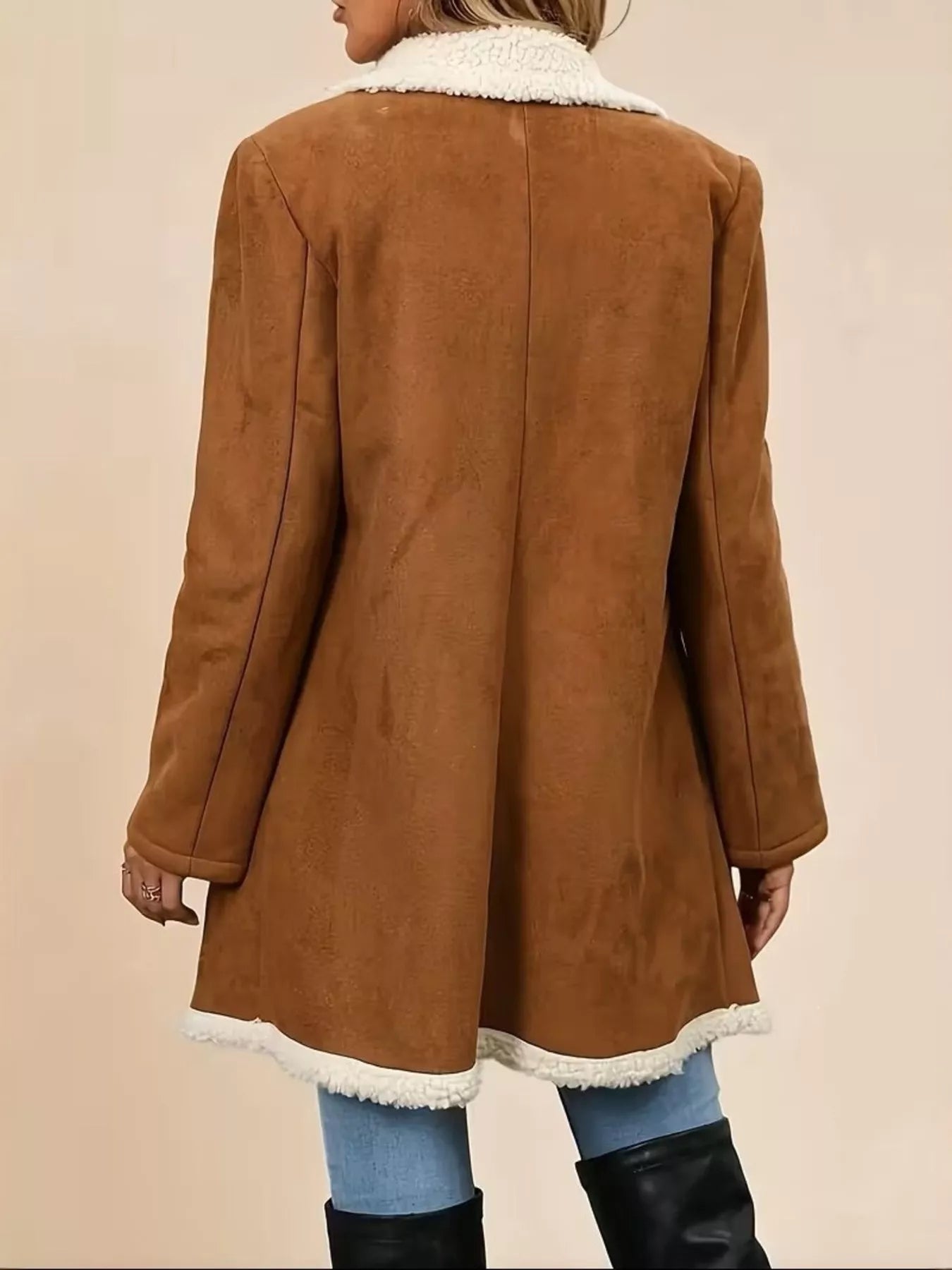 Trendsi Double-Breasted Suede Outerwear -