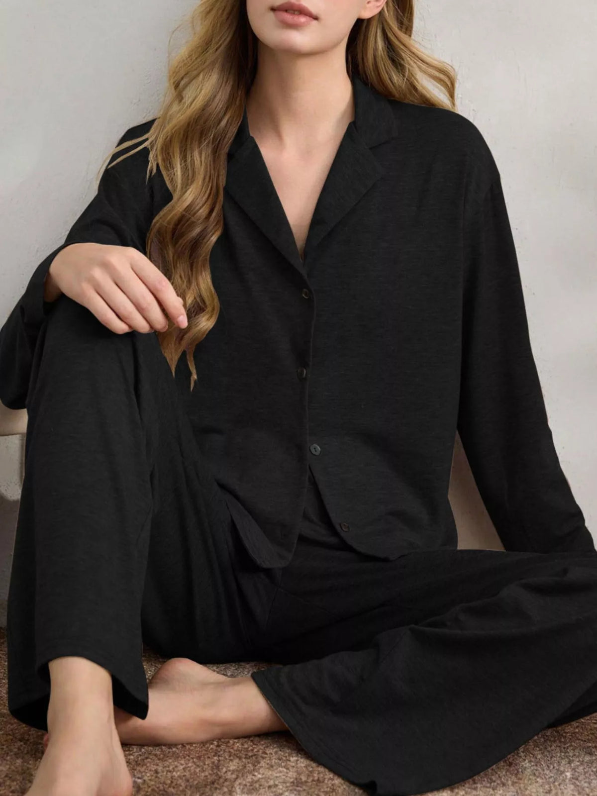 Trendsi Button-Down Top and Wide-Leg Pants Lounge Set -
