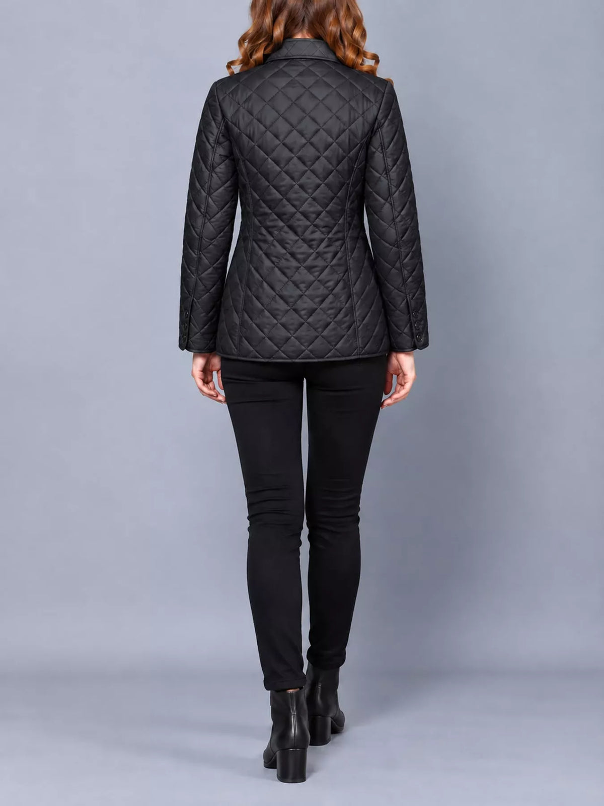 Quilted Lightweight Button-Down Jacket — back view