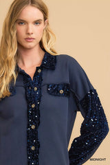 Trendsi Umgee Sequined French Terry Jacket -
