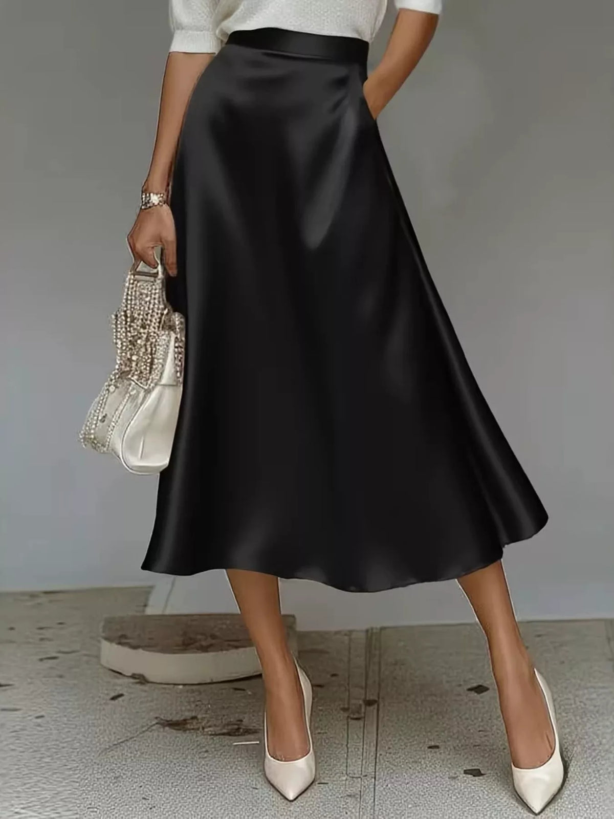 Trendsi Satin Midi Skirt -