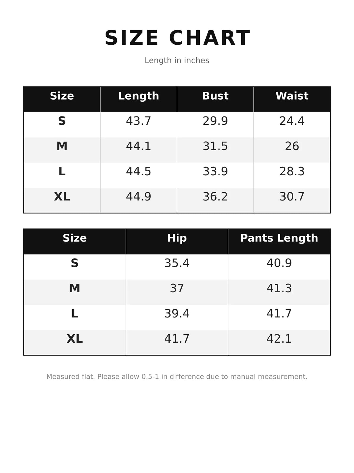 Size chart for zebra print sheer mesh top and pants set