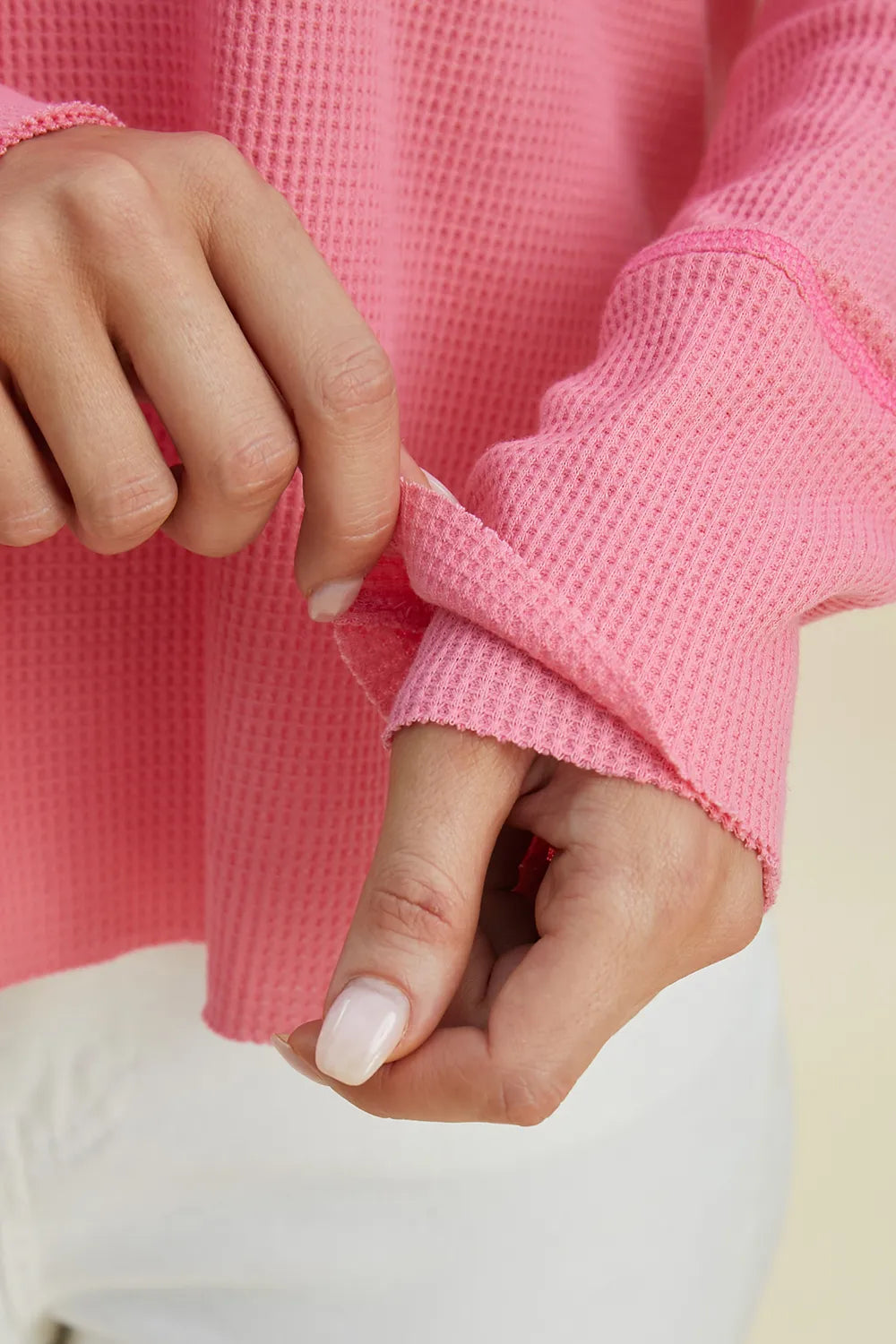 High-low dropped-shoulder long-sleeve hoodie