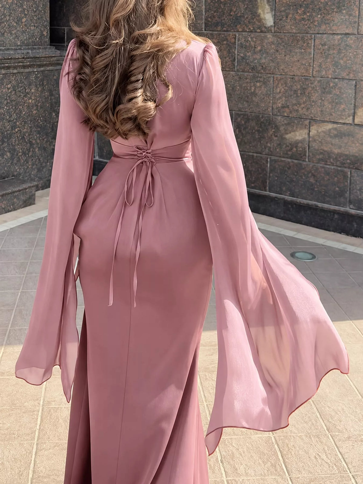 Round Neck Maxi Dress — back view