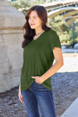 Trendsi Basic Bae Full Size V-Neck Short Sleeve T-Shirt -