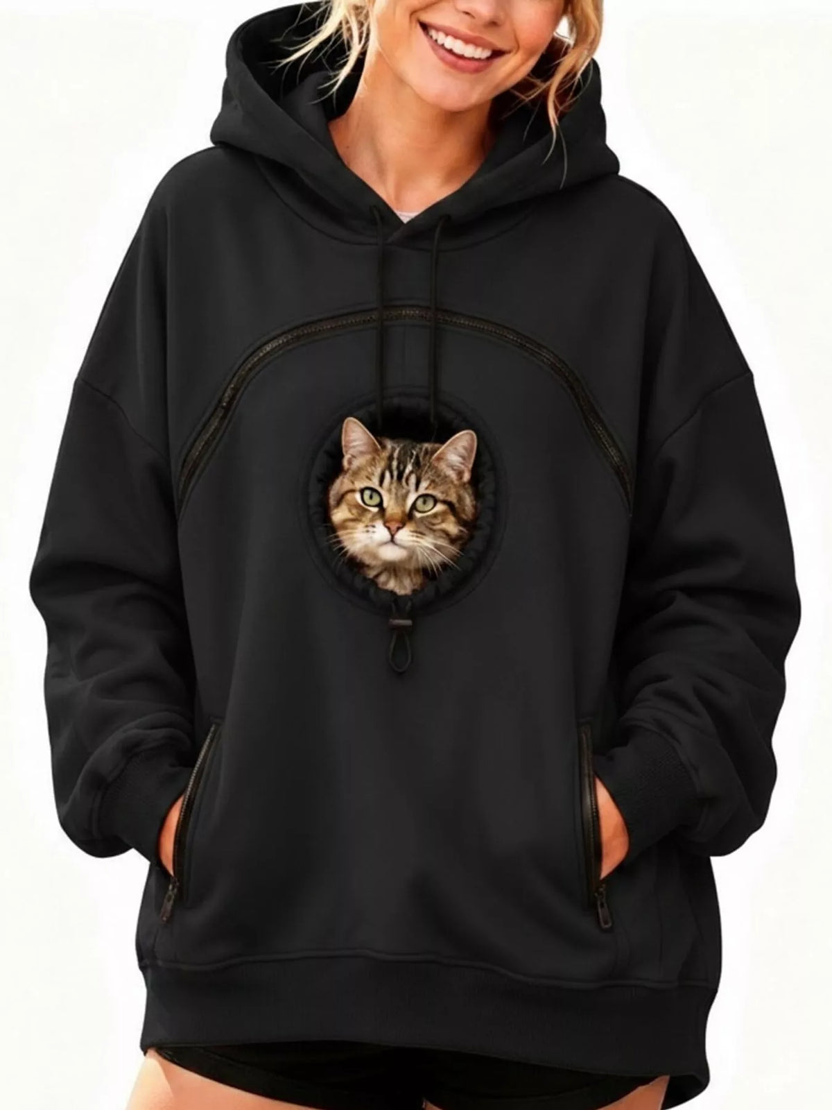 Black kangaroo pet pouch hoodie