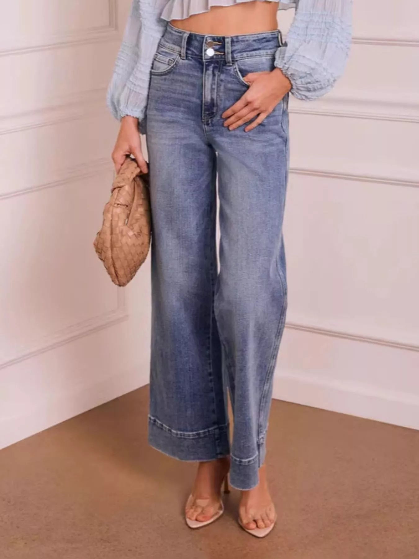 Trendsi High-Waisted Wide-Leg Jeans -