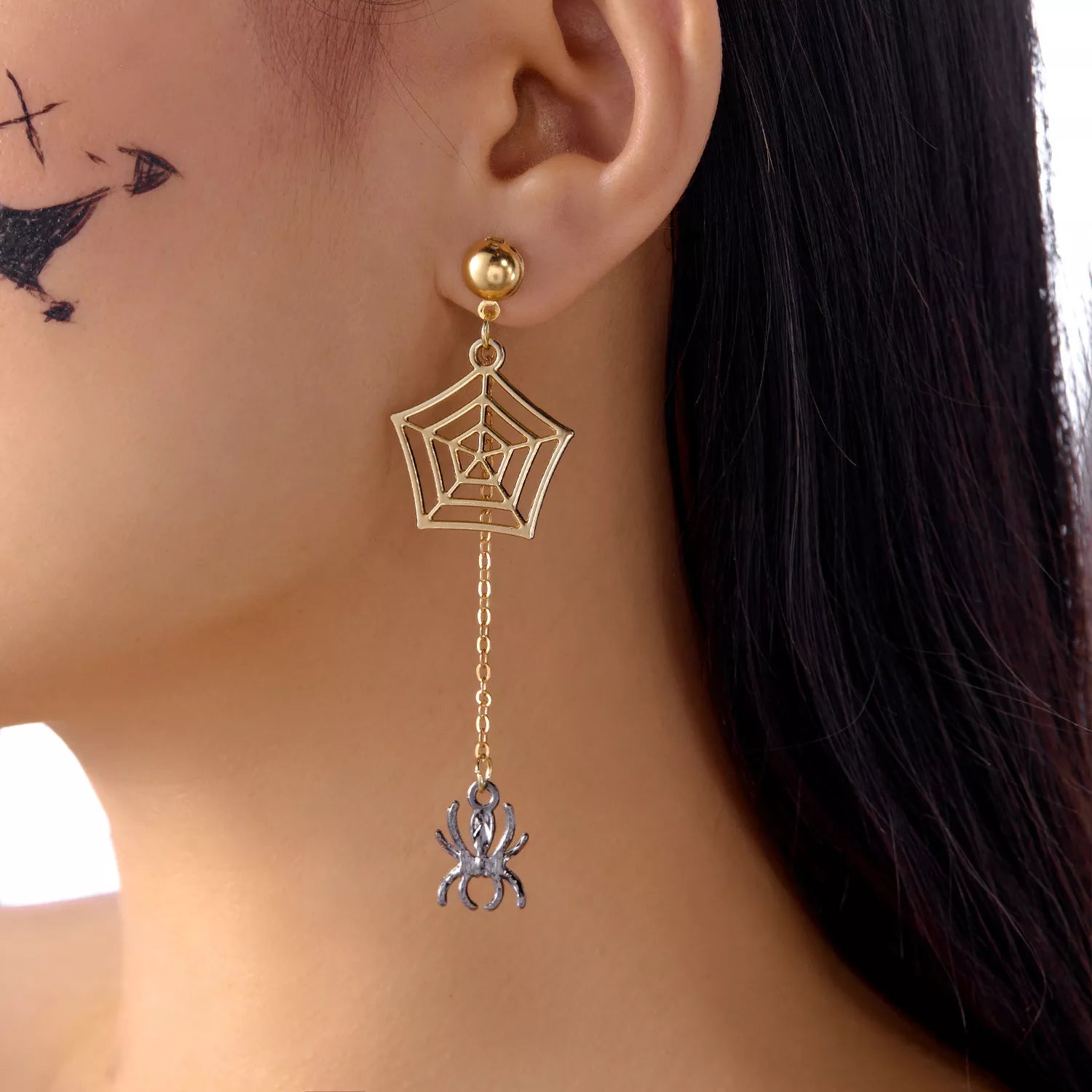 Trendsi 18K Gold-Plated Spider Drop Earrings -