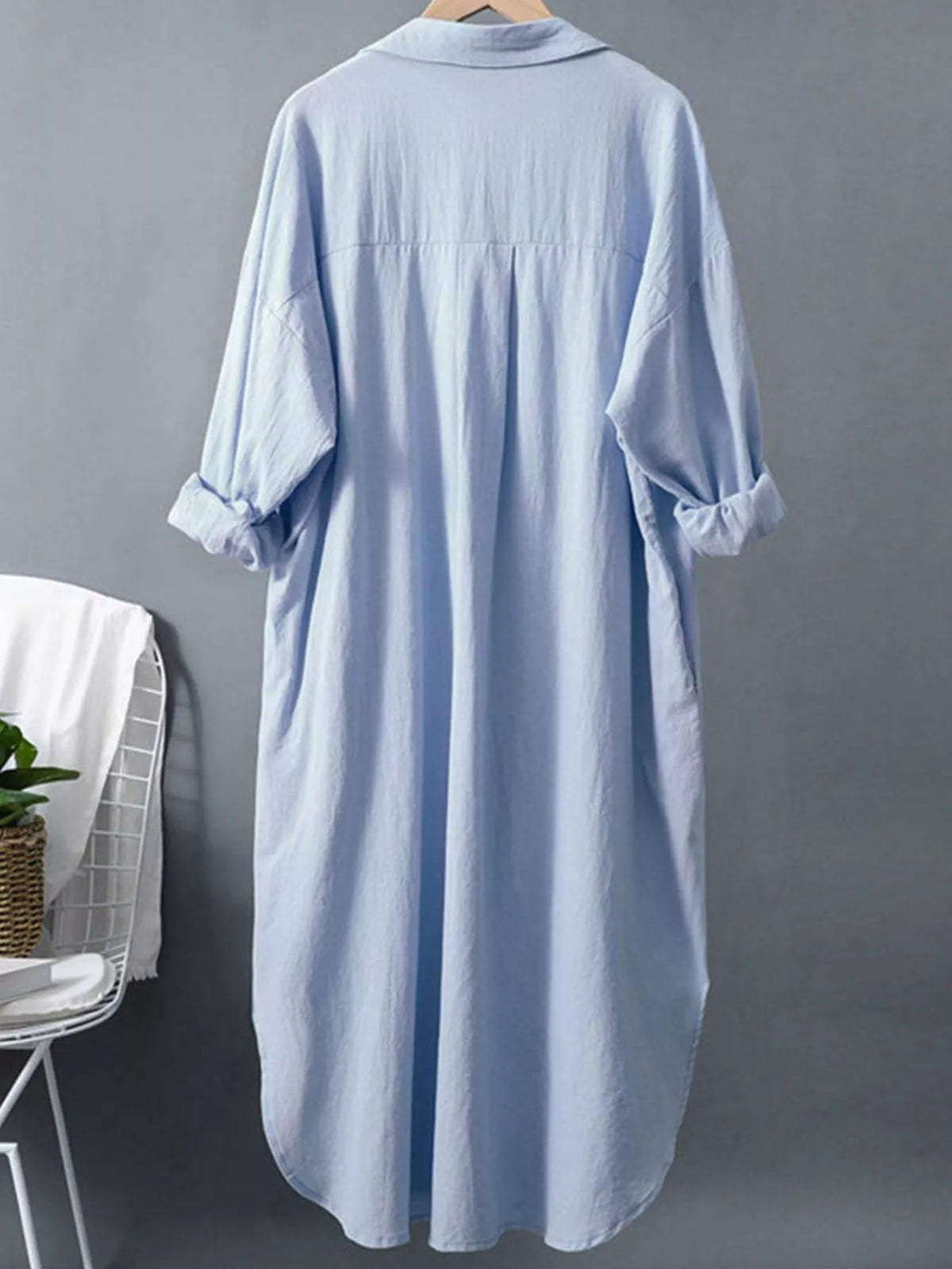 Collared long sleeve midi dress, product view