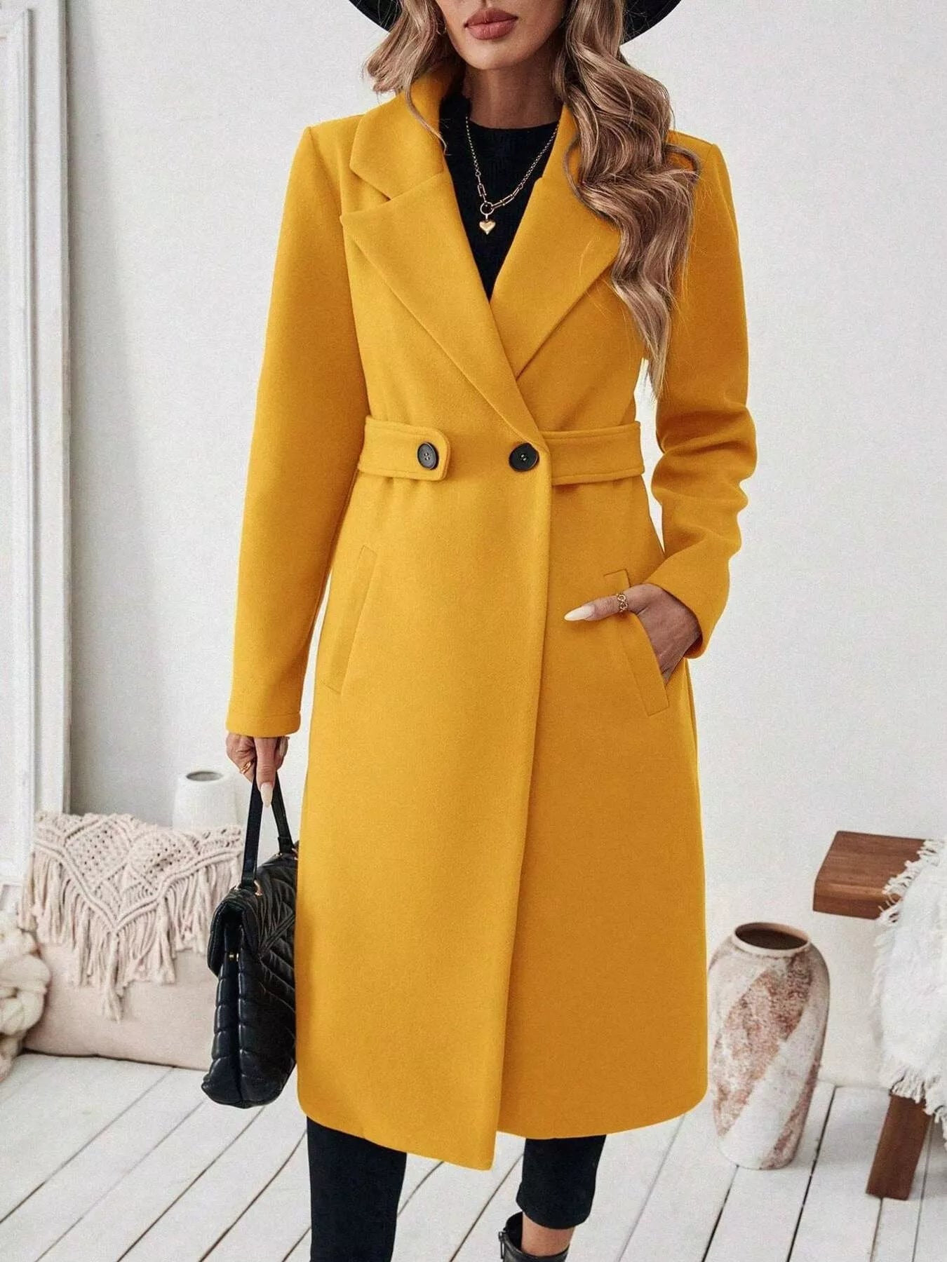 Trendsi Single-Button Longline Coat -
