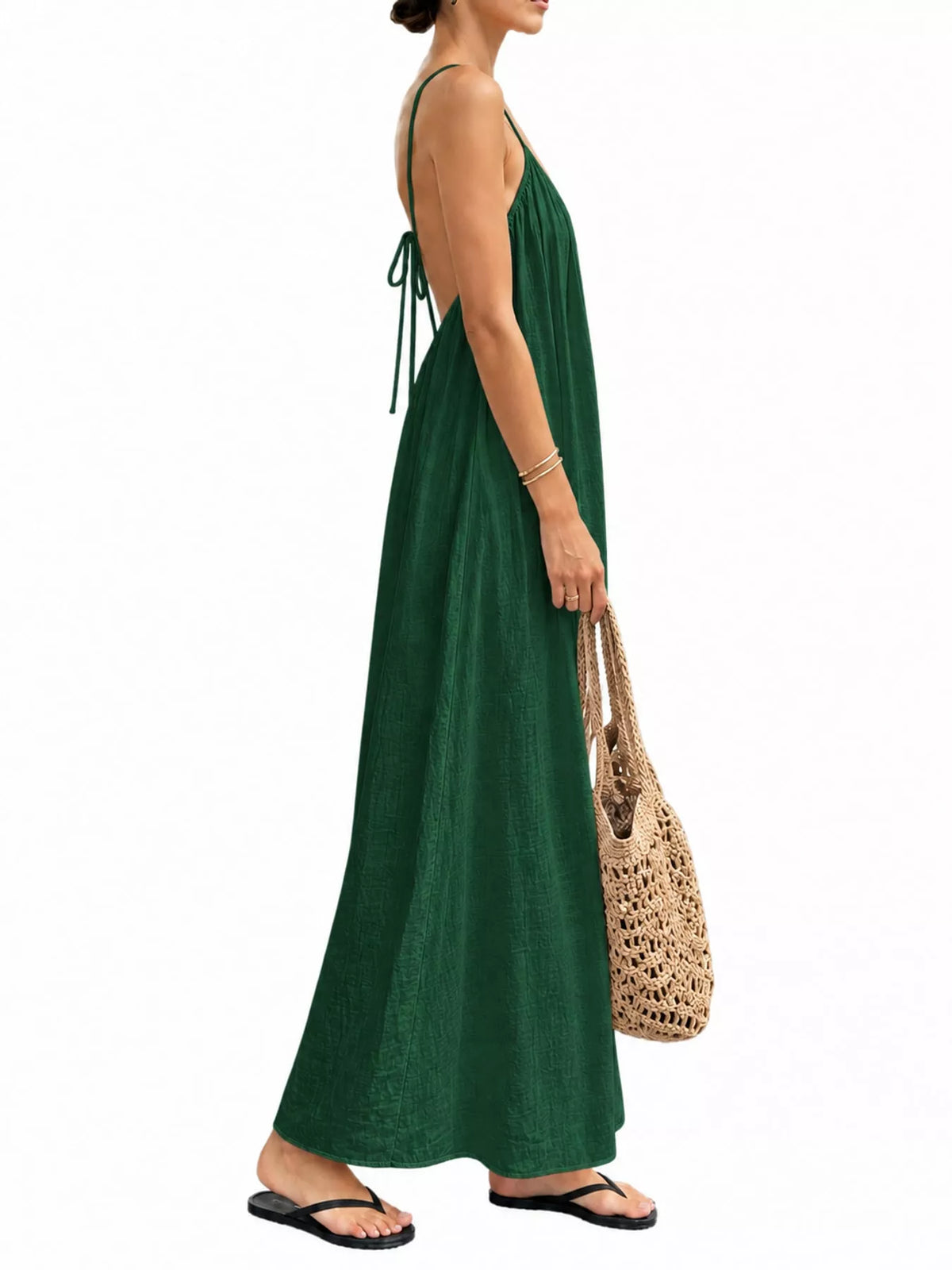 Backless Spaghetti Strap Maxi Dress — side view