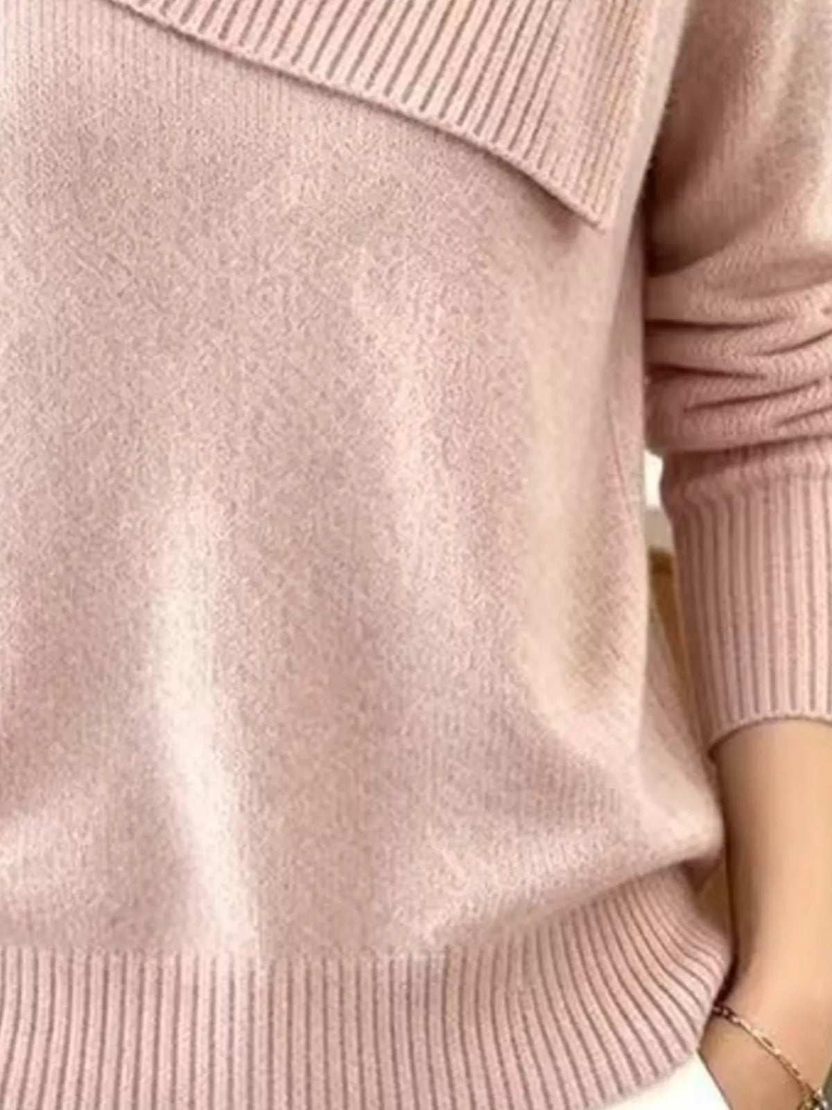 Trendsi Full Size Asymmetric Ribbed Collar Sweater Plus Size -