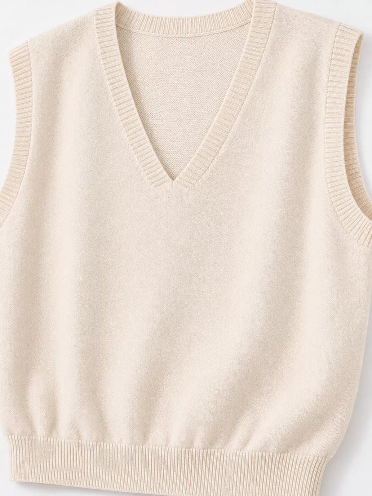 V-Neck Knit Sweater Vest — garment construction details