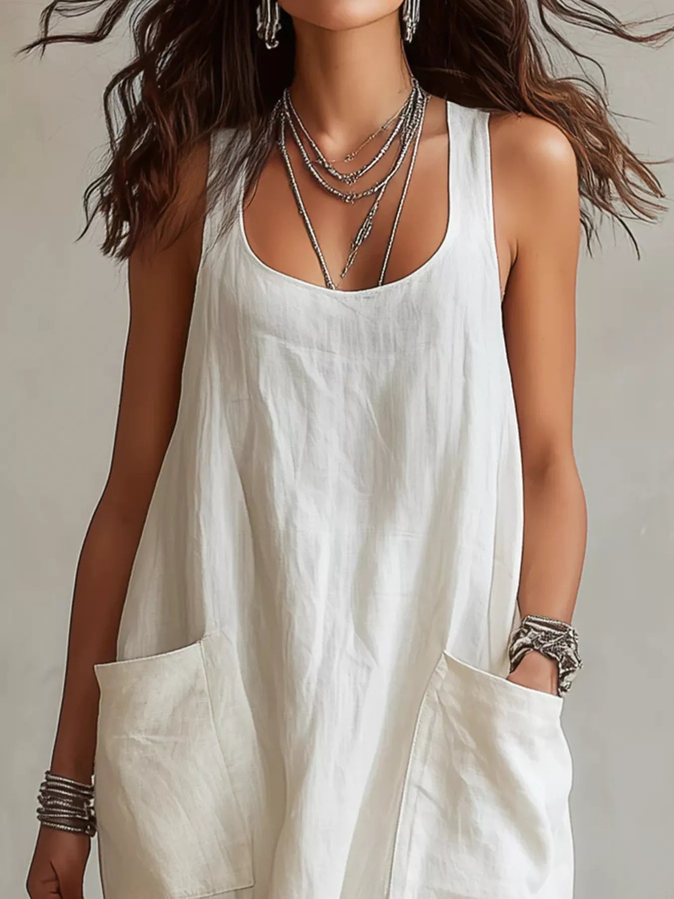 Trendsi Scoop Neck Sleeveless Maxi Dress with Pockets -