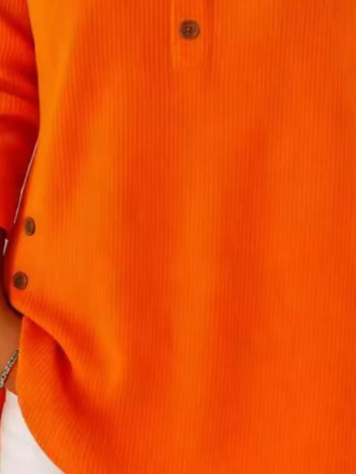 Women's Button Detail Corduroy Top in Orange, back view