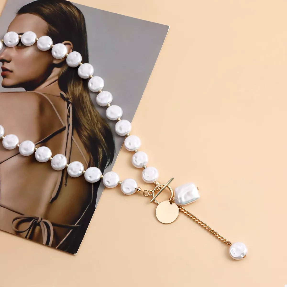 Trendsi 18K Gold-Plated Pearl Drop Necklace -