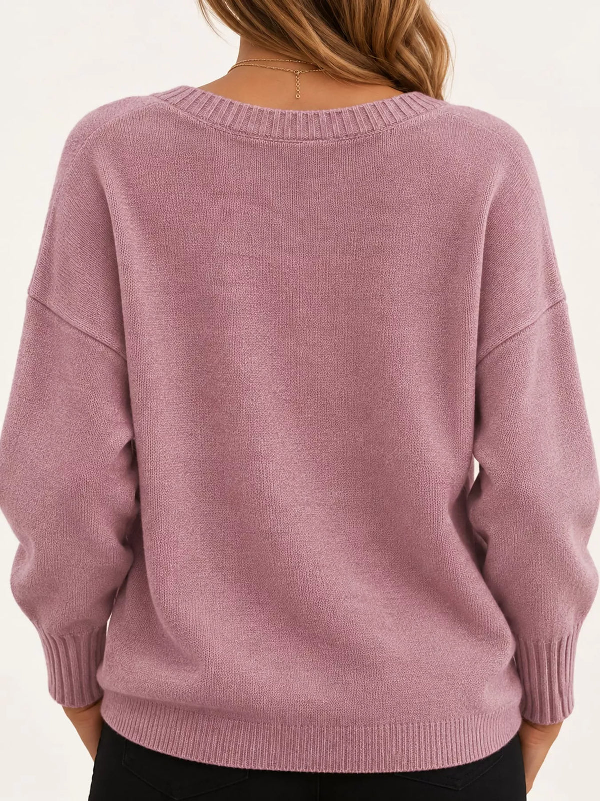 V-neck sweater, pink back