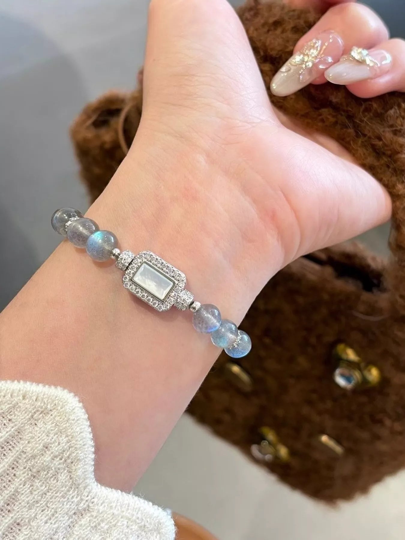 Trendsi Moonstone Bead Geometric Bracelet -