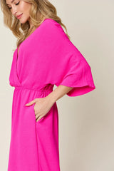 Trendsi Double Take Full Size Surplice Wide Leg Jumpsuit with Pockets -
