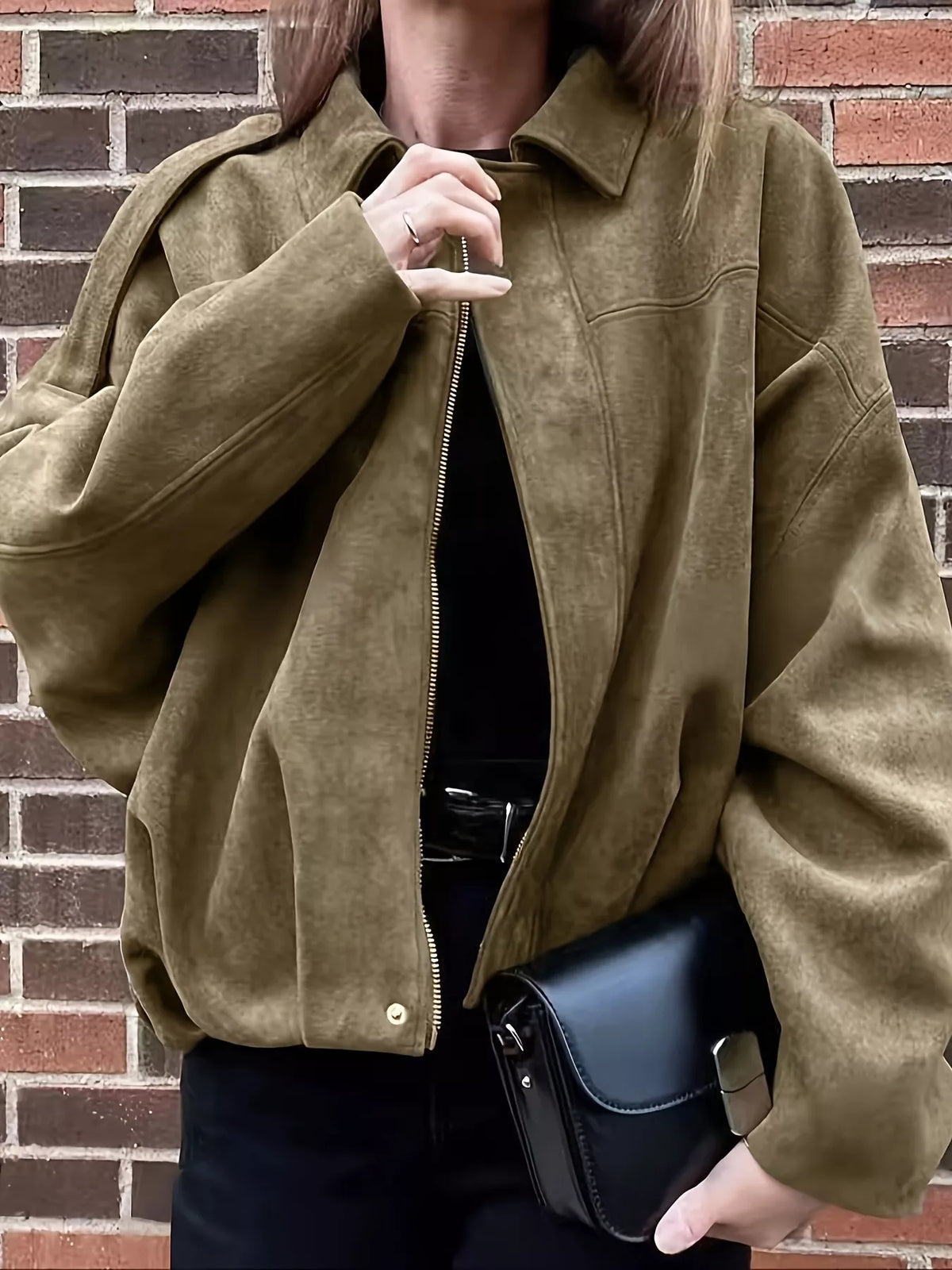 Faux Suede Cropped Jacket, front view