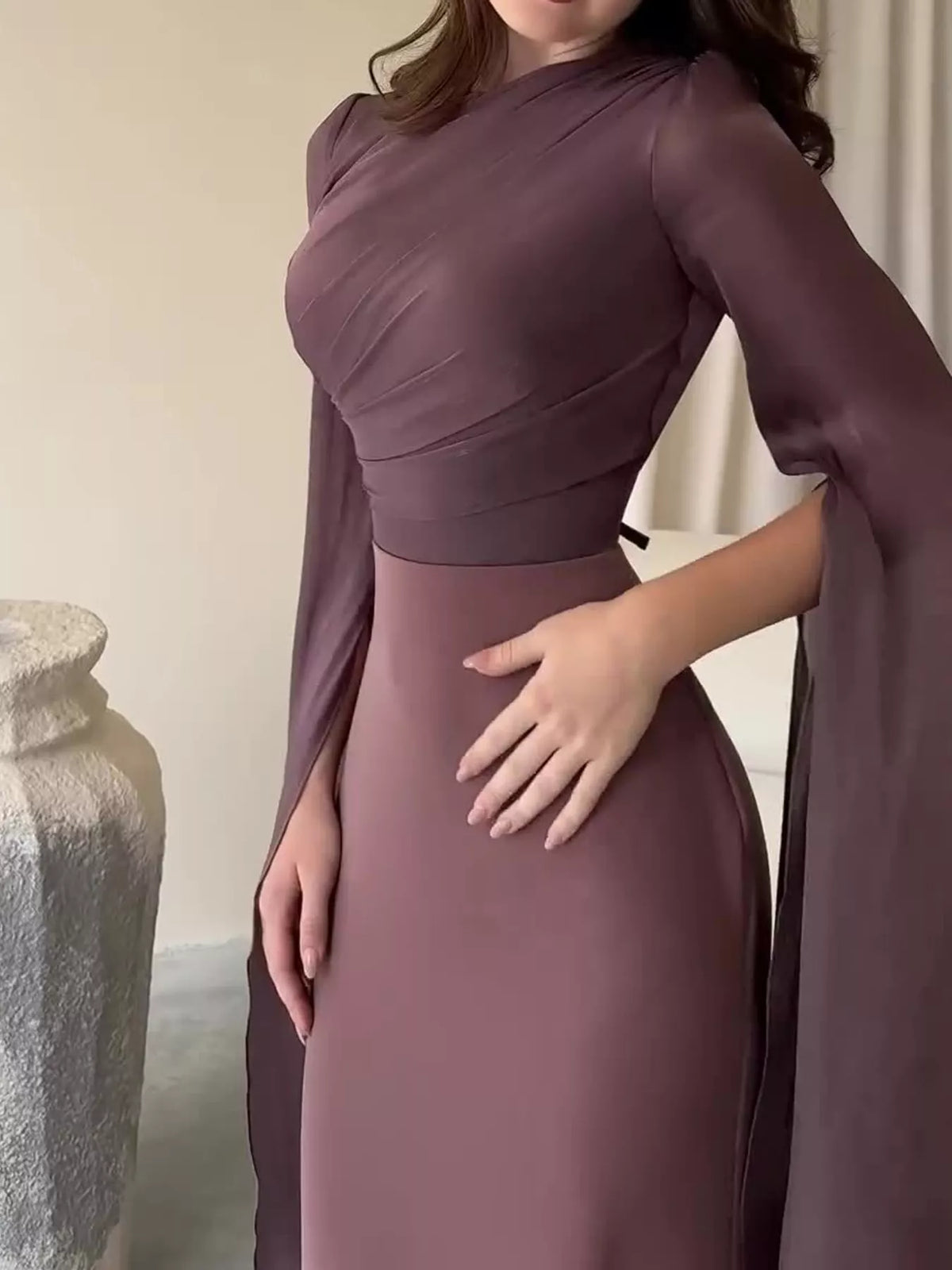 Round Neck Maxi Dress — front view