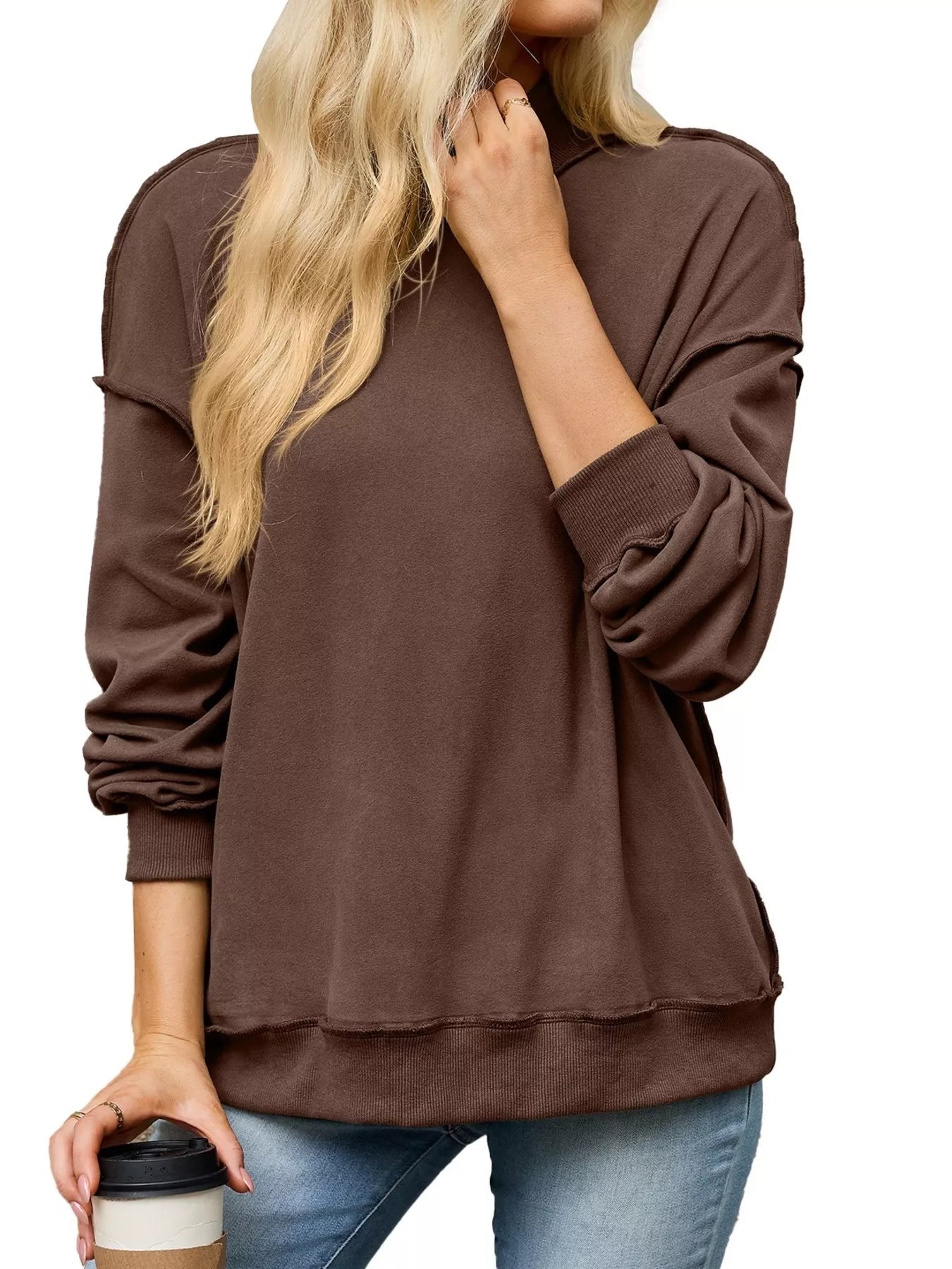 Trendsi Loose Fit Crew Neck Sweatshirt -